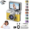 Mini Keychain Digital Camera Retro Mini Digital Video Camera Small bodycam 1080P FHD Recording with 0.96" IPS Screen with 6 Retro Filters AVI Format-Ideal for Phone Transfer (Yellow, 32G)