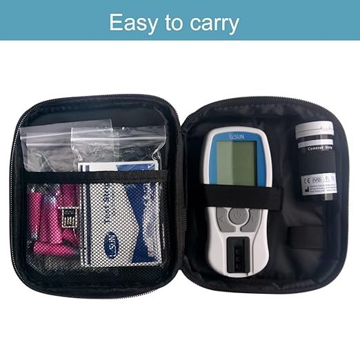 LYSUN Blood Lipid Analysis Meter System Multifunction Lipid kit Test HDL Triglycerides Cholesterol Test Meter (Lipid Meter with 10pcs of strips), white and dark blue