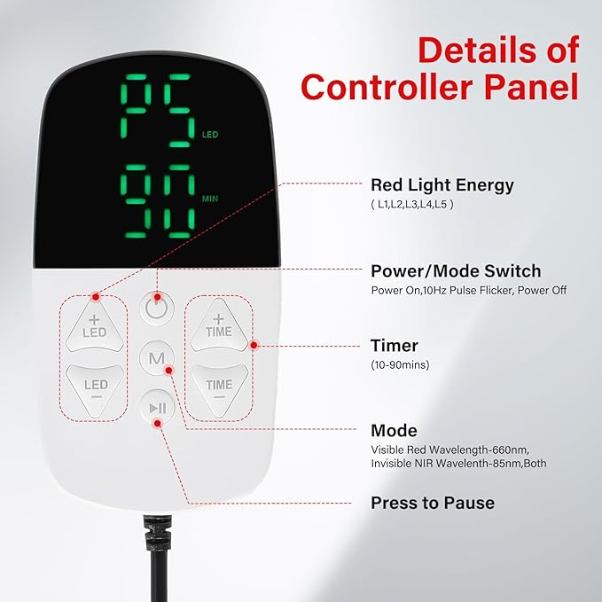 Red Light Therapy for Shoulder & Neck, 165 LEDs 660nm & 850nm Near Infrared Light Therapy for Upper Back, Wearable Pain Relief Pad for Muscle, Stiffness, Home & Office Use，Black