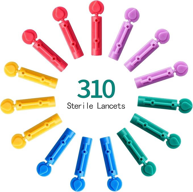 Lancets for Diabetes Testing - 30 Gauge Diabetic Lancets for Blood Testing and Glucose Testing - Fits Most Lancing Devices - 310 Count (Colourful)
