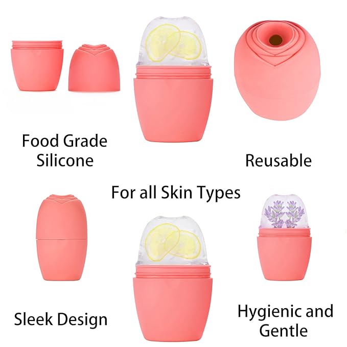 2Pack Ice Face Roller, Silicone Ice Roller for Face to Tighten and Lift Skin, Ice Mold for Face & Eye Puffiness Relief, Reusable Facial Mold for Neck Natural Glow, Skin Care for Women Beauty