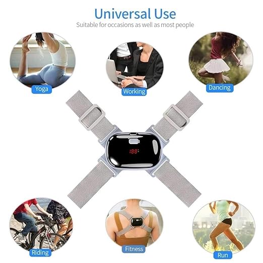 Smart Back Posture Corrector Shoulder Training Belt Intelligent LCD Display Screen Correction Humpback Vibration Massager Device (Color : Black)