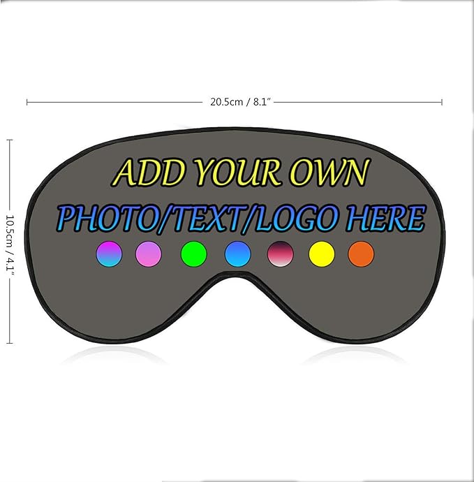 Personalized Eye Mask, Custom Eyeshade Blindfold Add Your Design Image Text Customized Eye Cover with Adjustable Strap for Sleeping Travel Work Naps Blocks Light, Grayish Yellow
