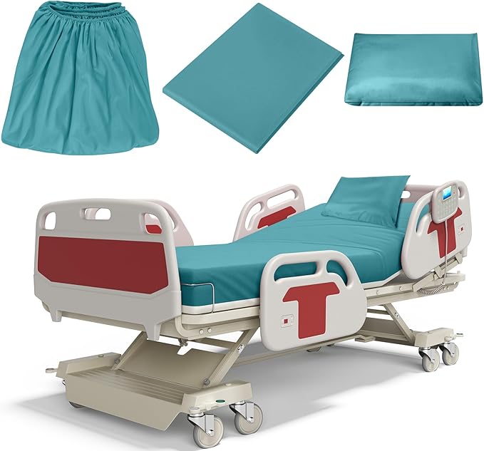 Moukeren 3 Pcs Hospital Bed Sheets Set Deep Pocket Fitted Sheet 36 with Elastic All Around Easy Care Knitted Jersey for Home/Nursing Home (Forest Green)