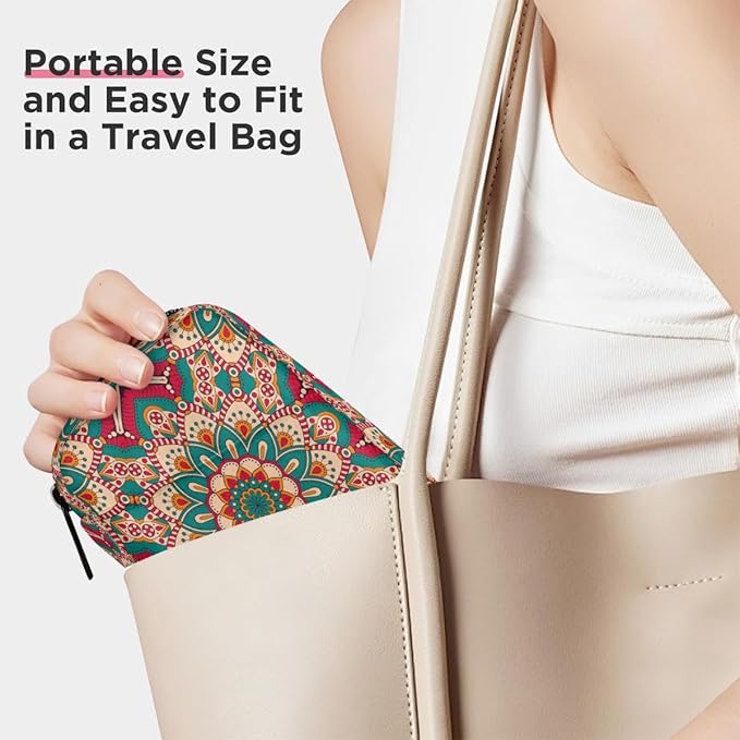 Boho Pattern Mandala Pill Case Everyday Travel, 7 Day Weekly Medicine Pill Box Compact Portable Pills Bottle Organizer with Zipper for Daily Vitamin Medicine Holder Bottle Organizers Bag