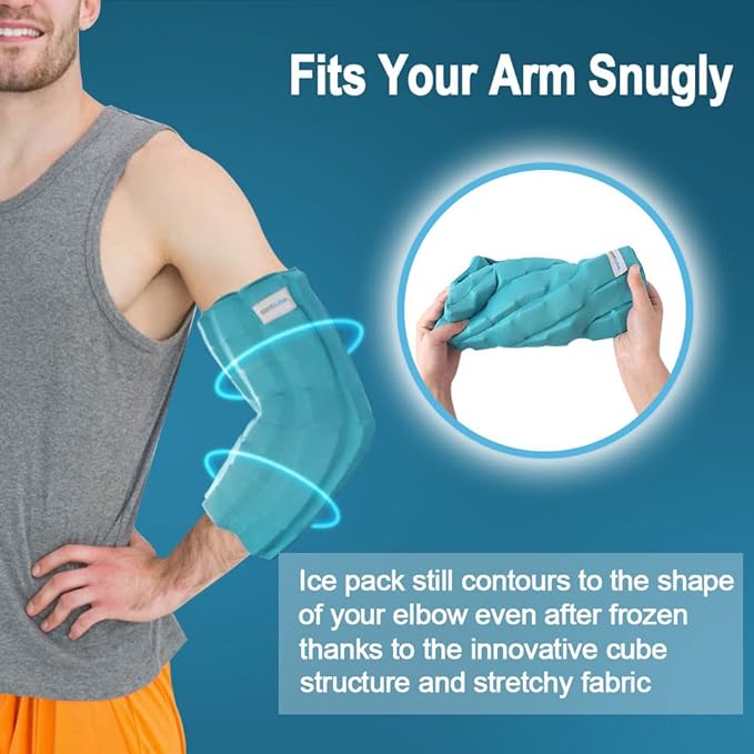 Comfpack Elbow Ice Pack Wrap Sleeve Pain Relief for Arthritis, Wrist Ice Pack Wrap for Carpal Tunnel, Tenosynovitis, Swelling, Surgery, Injuries, Swelling, Golfers Arm