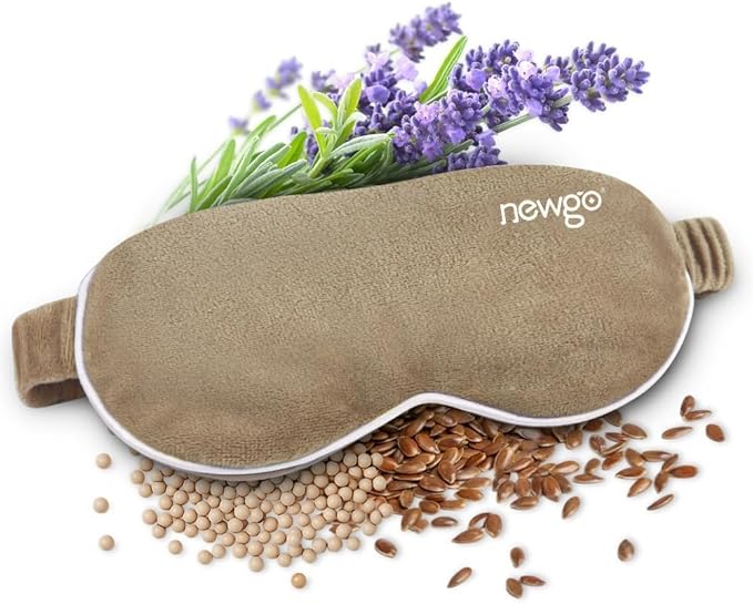 NEWGO Microwave Heated Eye Mask Soothing Relief for Dry Eyes, Heat Therapy Eye Warm Compress with Removable Cover for Stye, Blepharitis, Relaxation or Gift Choice - Brown