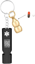 Medical Keychain with Gourd Pill Case – High Pitch Dual Tube Survival Whistle YA6000
