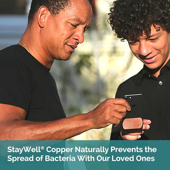 StayWell Pure Copper Plate Accessory Badge, Tablet or Cell Phone Health and Wellness Accessory (Two Sizes to Choose From)