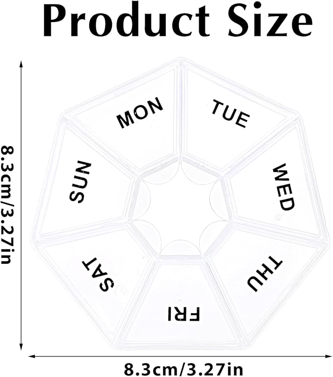 Sibba 7 Day Pill Organizer, 2 Pcs Medicine Pill Box, Daily Pill Holder, Portable Travel Pill Container Holder for Pocket or Purse, Medicine Planner for Vitamins Fish Oil, Supplements(Clear)
