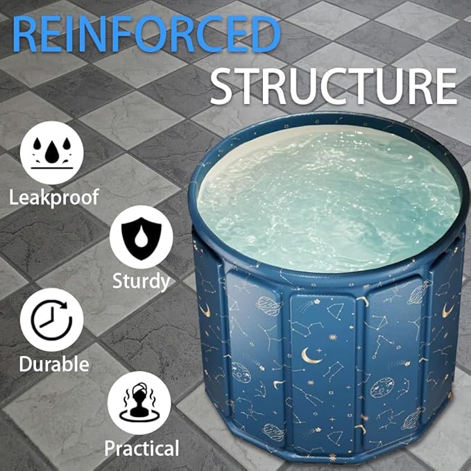 Simcat Portable Foldable Ice Bath Tub, Ice PlungeTub for Adults, Fast Muscle Recovery Suitable for Outdoor Gym, Ice Bath, Family Bathroom SPA Tub (31.5 in - Insulation)