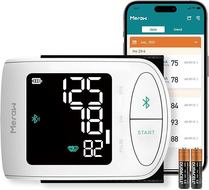 Blood Pressure Monitor Adult Cuff, Blood Pressure Cuff Monitor Wrist, Blood Pressure Machine Home Use 5.3-8.5" Irregular Heartbeat Monitoring APP Automatic Bluetooth High Accuracy Aspen White