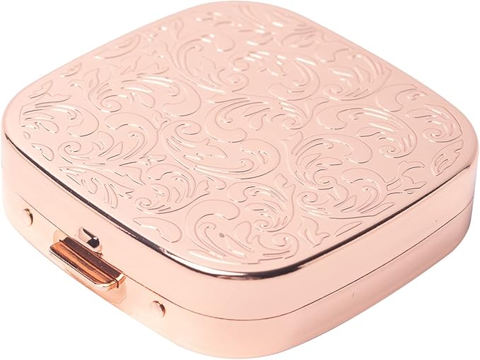 Portable Metal Travel Medicine Box/3 Compartments (Square Pink)