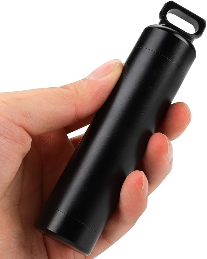 Pill Case Waterproof Aluminum Alloy Pill Bottle Medicine Container Holder for Outdoor Pill Fob Capsule Keychain Small Pocket Pill Box Keychain Pill Organizer Case Container