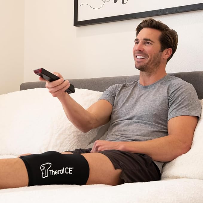 TheraICE Knee Ice Pack Wrap Compression Sleeve for Injuries | Reusable Gel Cold Packs Brace Plus Cold Wrap Recovery for Meniscus Tear, ACL Post Surgery, MCL Pain Relief Without Machine | Women & Men