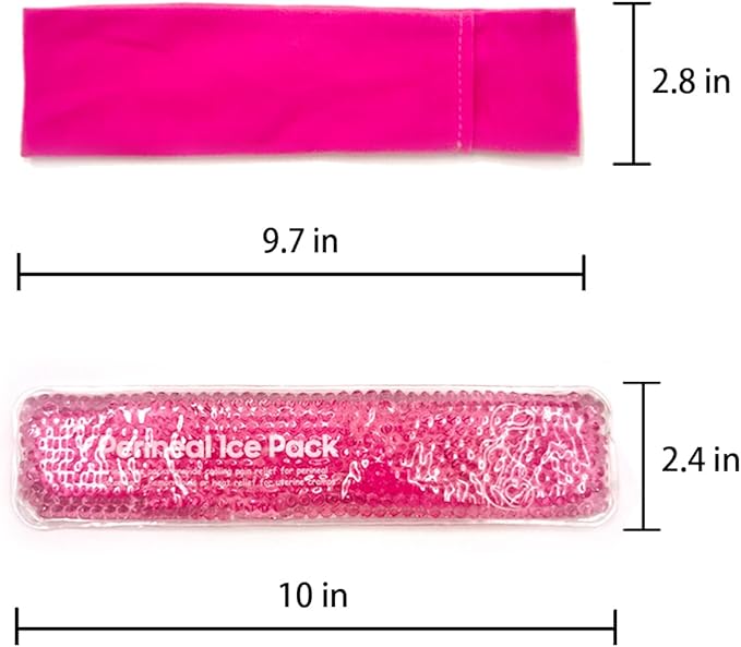 Reusable Perineal Ice Packs for Postpartum & Hemorrhoid Pain Relief, hot & Cold Pack for Women After Pregnancy, 2 Ice Pack and 3 Cover. (New Pink)