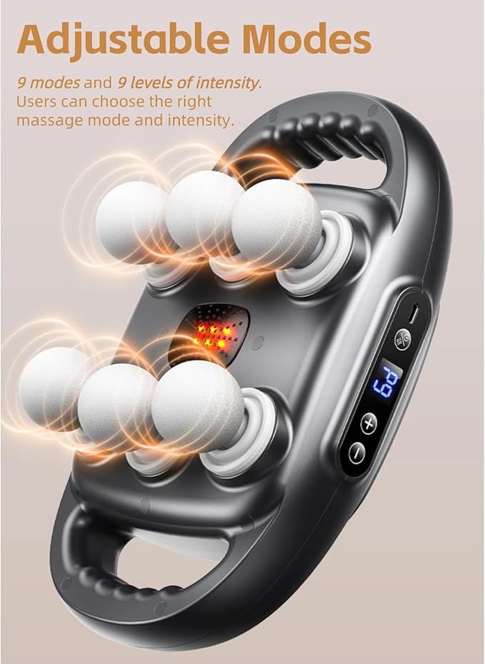 Yoidesu Massage Gun, Muscle Relaxation Massager High Frequency Vibration, 6 Head 9 Modes Back Massager for Pain Relief in Back, Leg, Neck, Shoulder and Body, Gift for Mothers Fathers