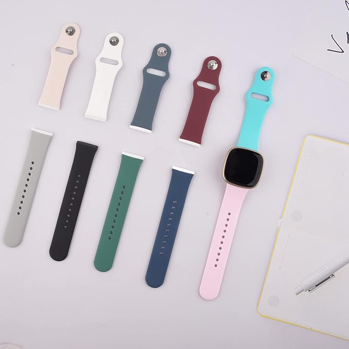 AK Silicone Bands Compatible with Fitbit Versa 4 Bands & Fitbit Sense 2 Bands for Women Men, Soft Straps Replacement Wristbands for Fitbit Versa 3 & Versa 4 / Sense & Sense 2 Smart Watch (Sand Pink)