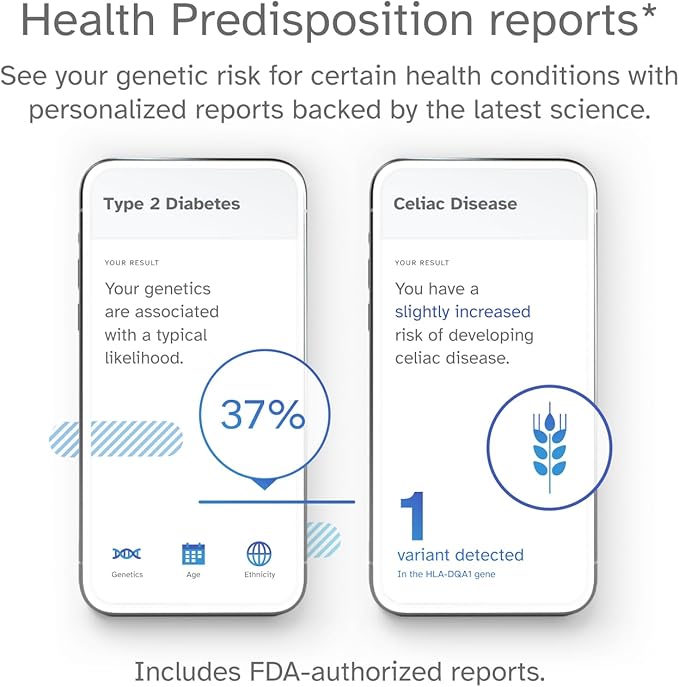 23andMe Health + Ancestry Service: DNA Test Kit, FDA-Authorized Reports, Genetic Test, Health Predispositions, Carrier Status, Family Tree (Before You Buy See Important Test Info Below)