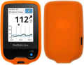 Premium Silicone Protective Cover Set (Screen Protector + Lanyard + Lanyard Patch) for Freestyle Libre/Freestyle Libre 2/14 Day (Continuous Glucose Monitor) (Orange)