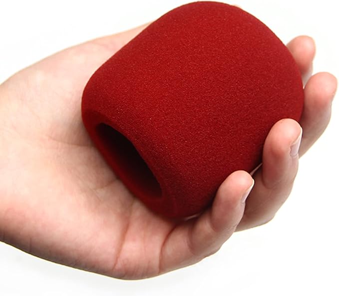 Fielect 2Pcs Microphone Cover Sponge Foam Mic Cover Handheld Microphone Windscreen Shield Protection Micro Foam Filter Wine Red for KTV Broadcasting