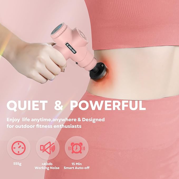 AERLANG Massage Gun with Heat Mini Massager Mothers Day Gifts for Mom Muscle Massager Back Massager for Pain Relief Deep Tissue Body Massager Handheld Massager with a Carrying Case Pink