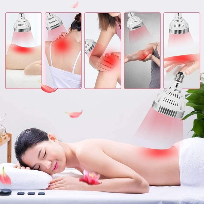 Red Light Therapy Lamp, 48W 24 LED Deep Red Light Bulb, 660nm & 850nm, 1 Count