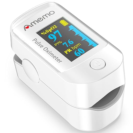 Pulse Oximeter, OLED Display Oxygen Monitor Fingertip, Blood Oxygen Saturation Monitor (SpO2) with Carrying Case, Batteries and Lanyard