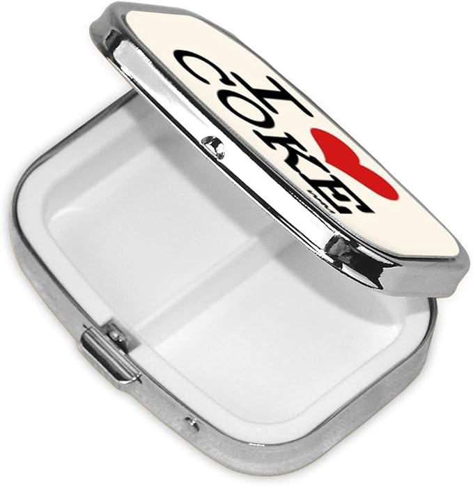 I Love Coke by WAM Square Mini Pill Case Travel Medicine Organizer Portable Compartments Metal Pill Box
