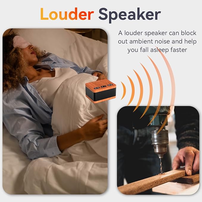 Sound Machine White Noise Machine with 30 Soothing Sounds 32 Levels Volume 5 Timers and Memory Function Effectively Blocks Noise Ideal Sleep Machine for Baby Kids Adults… (Wood Grain)
