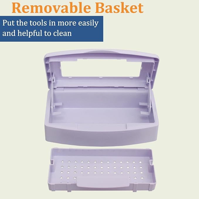 Nail Tool Sterilizer Box, Plastic Sterilization Tray for Tweezer, Eyelash Extensions, Hair Salon, Spa, Nail Implement for Esthetician