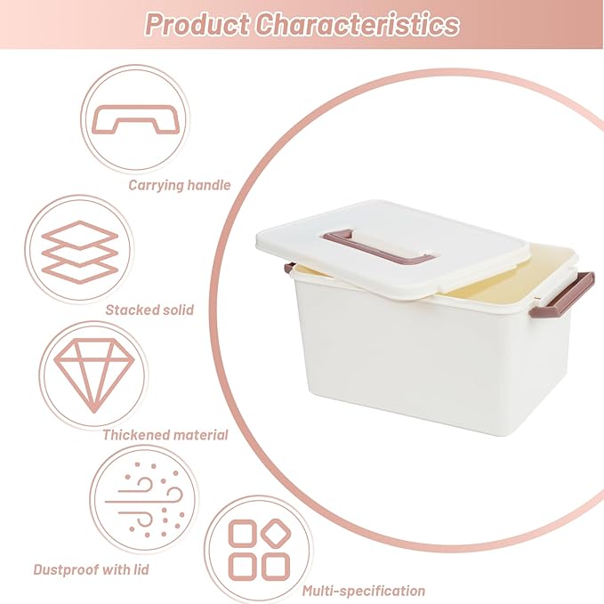 Saim Portable Medicine Storage Box for Home & Travel, First Aid Organizer with Handle, Large Capacity Stackable Container for Medical Supplies and Pills (Creamy White, 6L&10L)