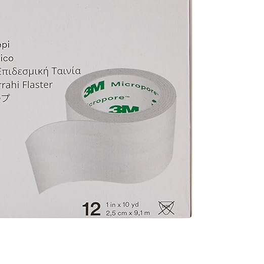 3M Micropore Paper Tape - White, 1" x 10yds (Box of 12)