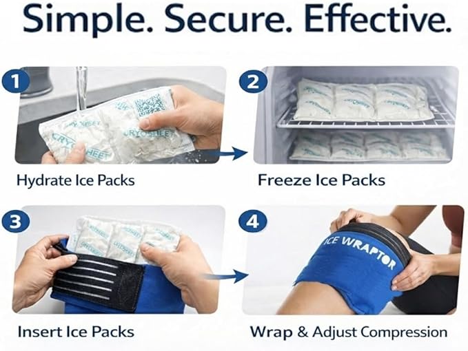Reusable Adjustable Ice or Heat Wrap for Workout Joint Pain & Muscle Soreness. Adjustable Compression Fit for Athletes Big and Small. ICE WRAPTOR Cold/Warm Wrap for Knee, Shoulder, Elbow, Ankle, Back