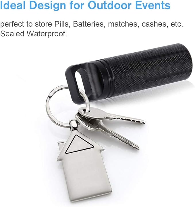 Waterproof Aluminum Pill Holder with Keychain Outdoor Medicine Bottle Seal First Aid Drug Holder