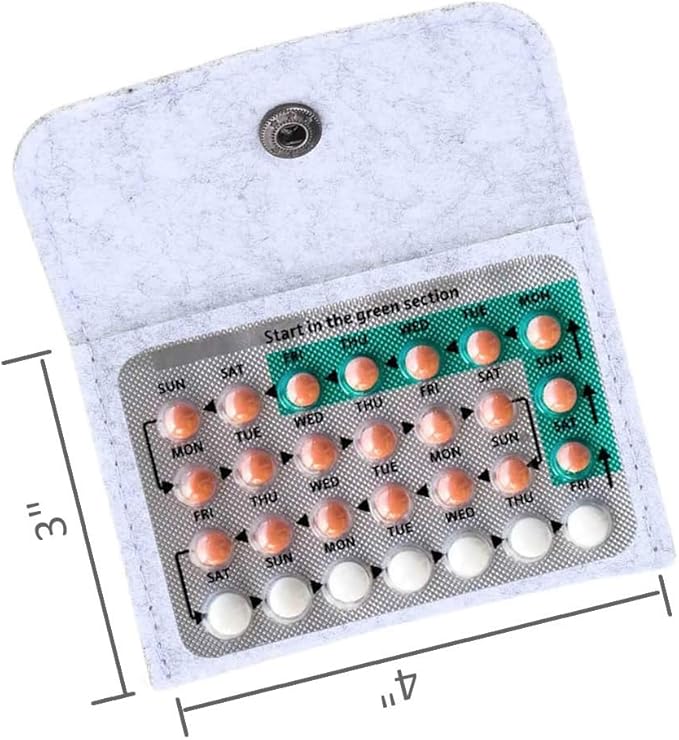2 Pack Birth Control Pill Case with 3”×4” Grayish for Women Privacy Protection Contraceptive Medicine Holder Packet Sleeve Pouch Wallet