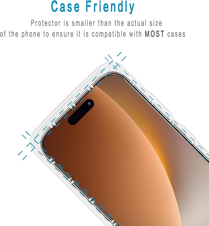 HPTech 2 Pack Anti Blue Light Screen Protector for iPhone 16 Pro Max 6.9 Inch Eye Protection Tempered Glass Film, Easy to Install, Bubble Free