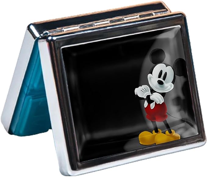 Silver Vintage Pill Box 7 day Metal Pill Box with Mirror and 8 Compartments Cute Travel Pill Organizer for Purse,Compact Portable Pill Organizer (Cute)