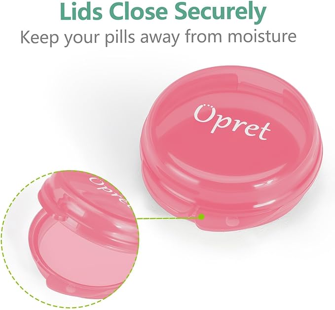 Opret Small Pill Box (3 Pcs), Cute Pill Case Portable for Pocket Purse Briefcase Travel Pills Box Medicine Storage Container Earplug Case (Rose&Blue&Purple)