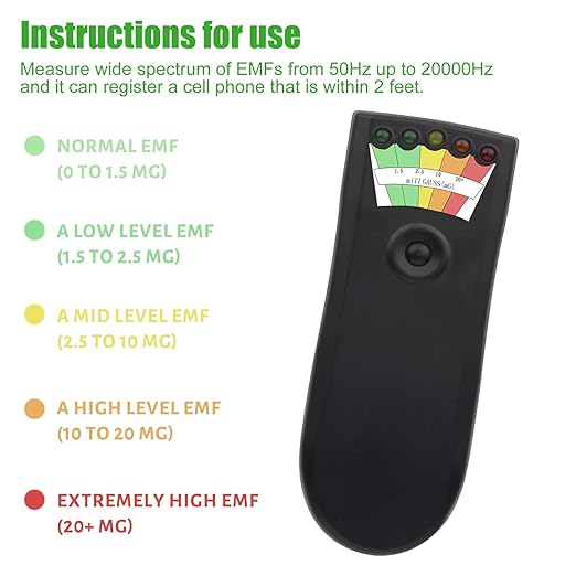5 LED Ghost Hunting Equipment, EMF Detector for Home/Office Inspections Magnetic Field Detector (1 Pack)