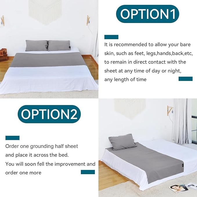 Grounding Sheets Half Size for Better Sleep - Premium Cotton + Silver Fiber Earth Connect Grounding Flat Sheet for Bed (White,Half, 35x90in)