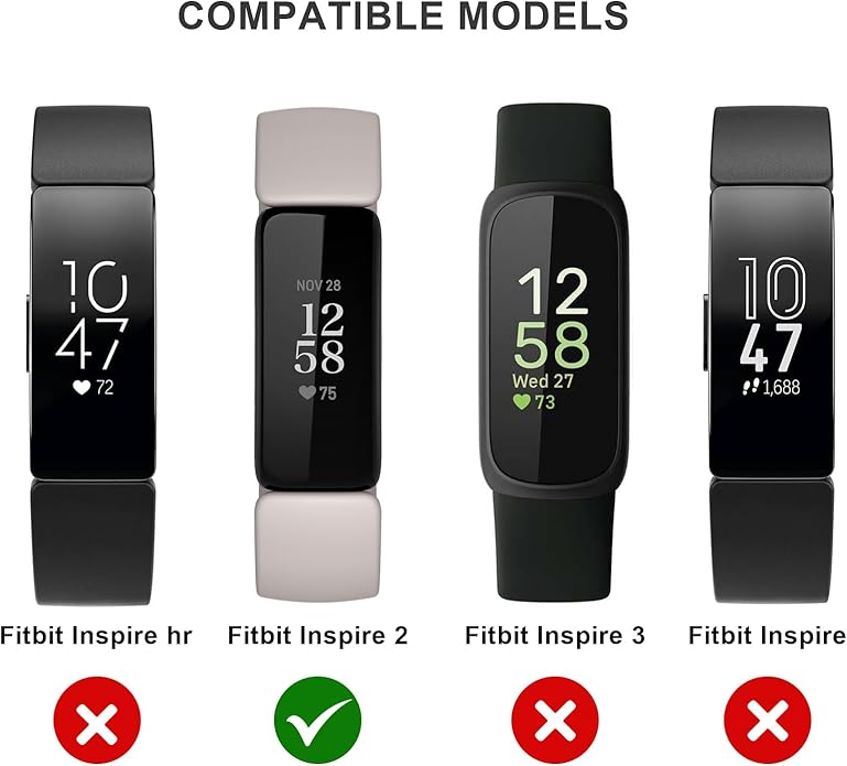 4 Pack Bands Compatible with Fitbit Inspire 2 Bands for Women Men, Adjustable Replacement Sport Wristbands Straps for Fitbit Inspire 2 / Ace 3