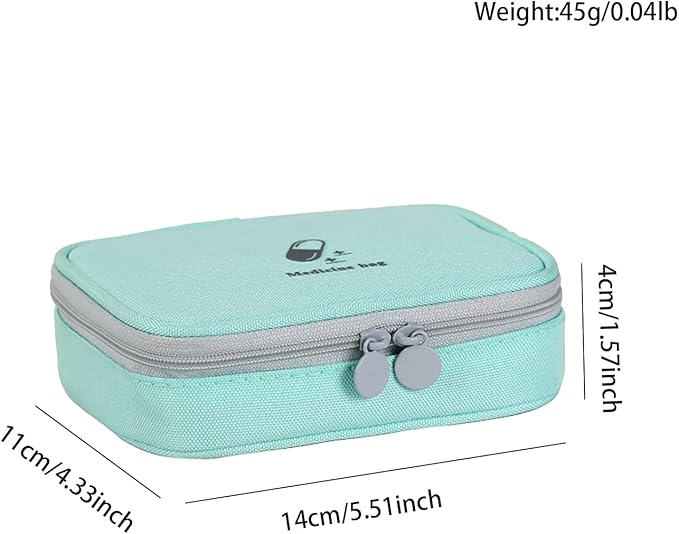 Small Empty First Aid Bag, Compact Travel Medicine Pouch Double Zippers Cute Pill Pocket for Travel Home,Green