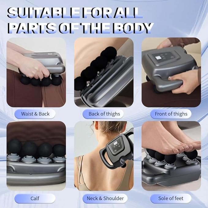 24 Head Massage Gun Set, Deep Tissue Percussion Massager with 9 Modes 99 Speeds, Portable Muscle Gun for Neck, Shoulder, Back, Leg & Body Pain Relief, Gray