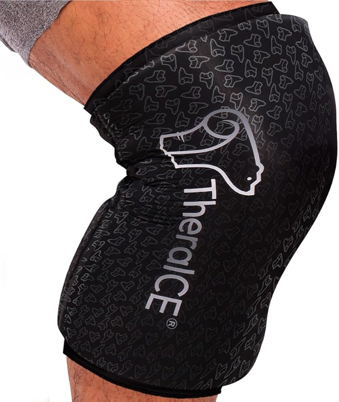 TheraICE Knee Ice Pack Wrap PRO Compression Sleeve for Injuries | Reusable Gel Cold Packs Brace Cold Wrap Recovery for Meniscus ACL MCL Surgery | FocusZone for Extra Cooling & Pressure | Women & Men