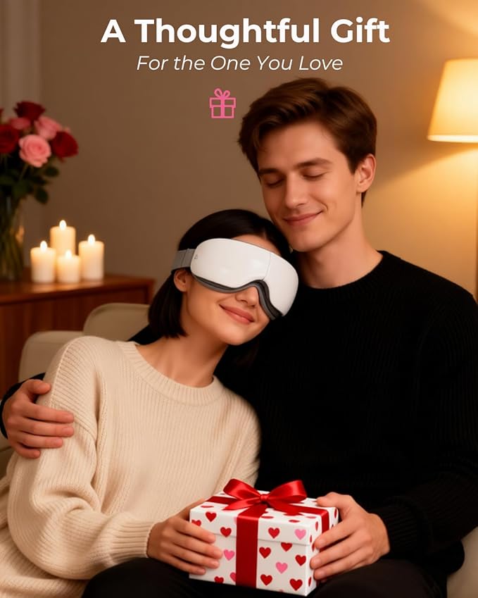 SKG Eye Massager with Heat, Valentine's Day Gifts for Her Him, Bluetooth Music & Foldable Sleep Mask for Dry Eyes & Relaxation, Eye Mask for Migraine, Ideal for Travel, Work