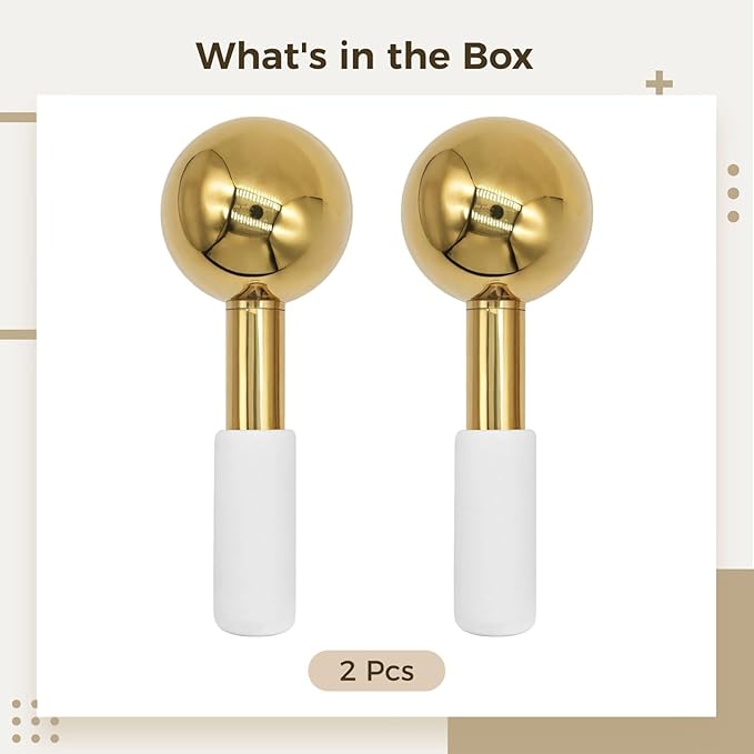 2 PCS Ice Globes for Face, Stainless Steel Ice Globe Face Lifting and Firming Tool, Ice Ball Face Skin Care, Smooth Metal Surface for Easy Cleaning