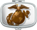 Marines USMC Golden Logo on White Eagle Globe Anchor Officially Licensed Rectangle Pill Case Trinket Gift Box