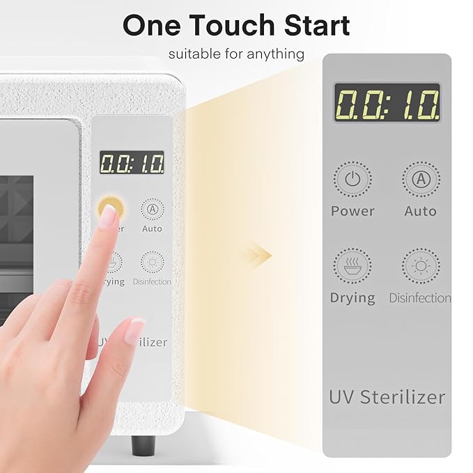 Yofuly Sterilizer for Esthetician, 10L Large Sterilizer for Nail Tools, Multi-Functional Nail Cleaner Box, Large Capacity Cleaning Cabinet for Home Use, Barbers, Beauty Salons, and Spas(white)
