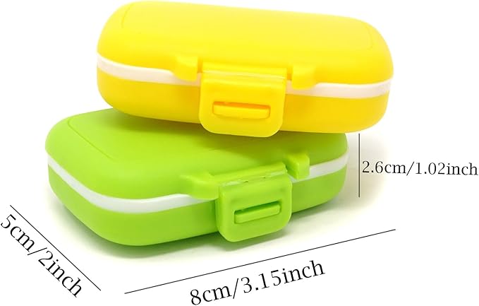 Honbay 2PCS Vitamin Organizer Box Portable Small Pill Case with 3 Removable Compartments for Travel or Daily Use